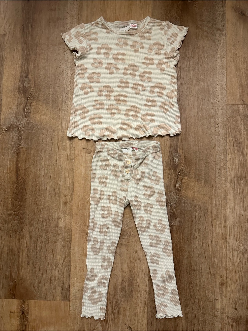 Zara Cream and Blush Leopard-Print Kids Set